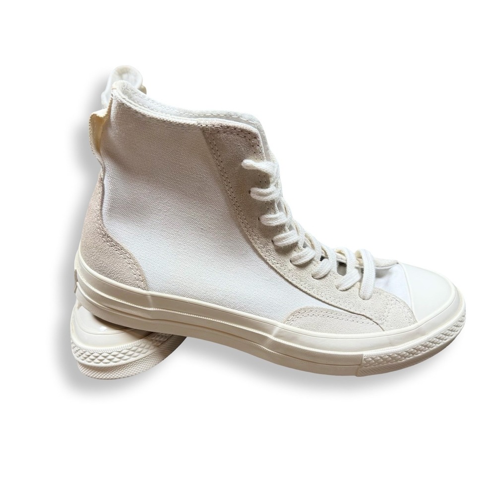 Converse Chuck 70 Hi Mixed Material Suede Canvas Egret White Womens 8.5 Mens 6.5 - Picture 6 of 12